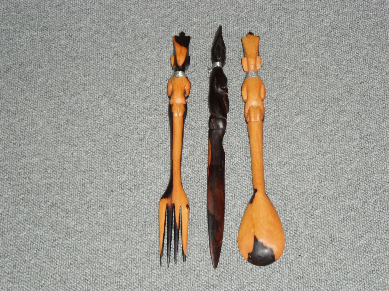 Billede 3 - Træbestik. Kniv. Gaffel. Ske. Ibenholt