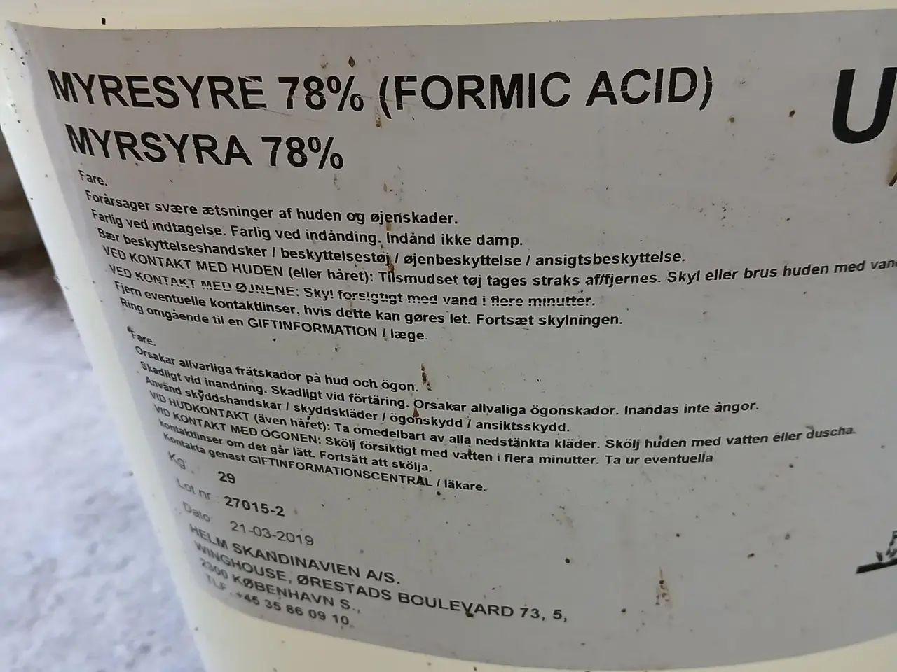 Billede 1 - Dunk med ca. 15 liter 78% myresyre
