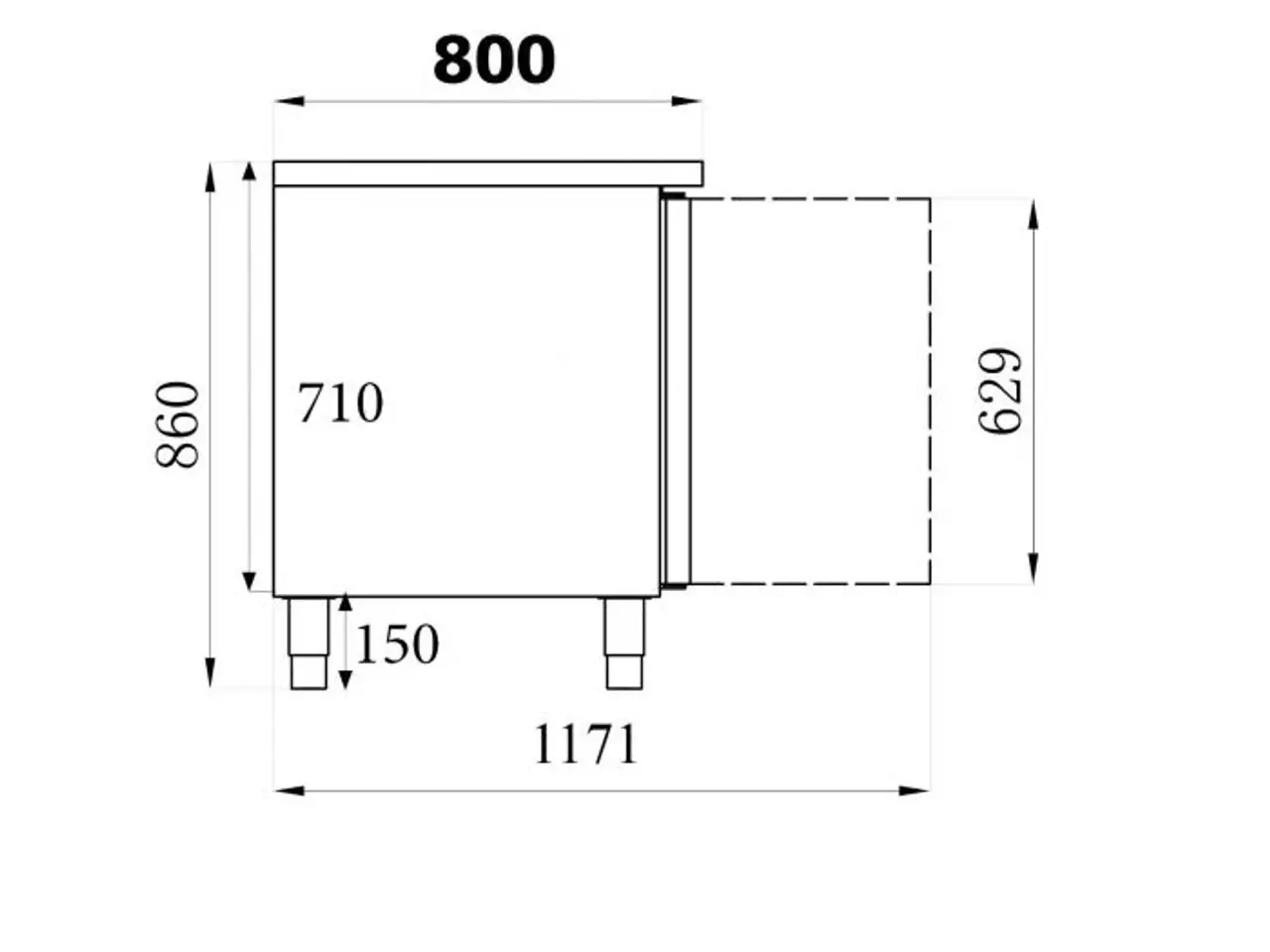 Billede 2 - Kølebord bageri med 2 døre B1510 x D800 x H860 mm