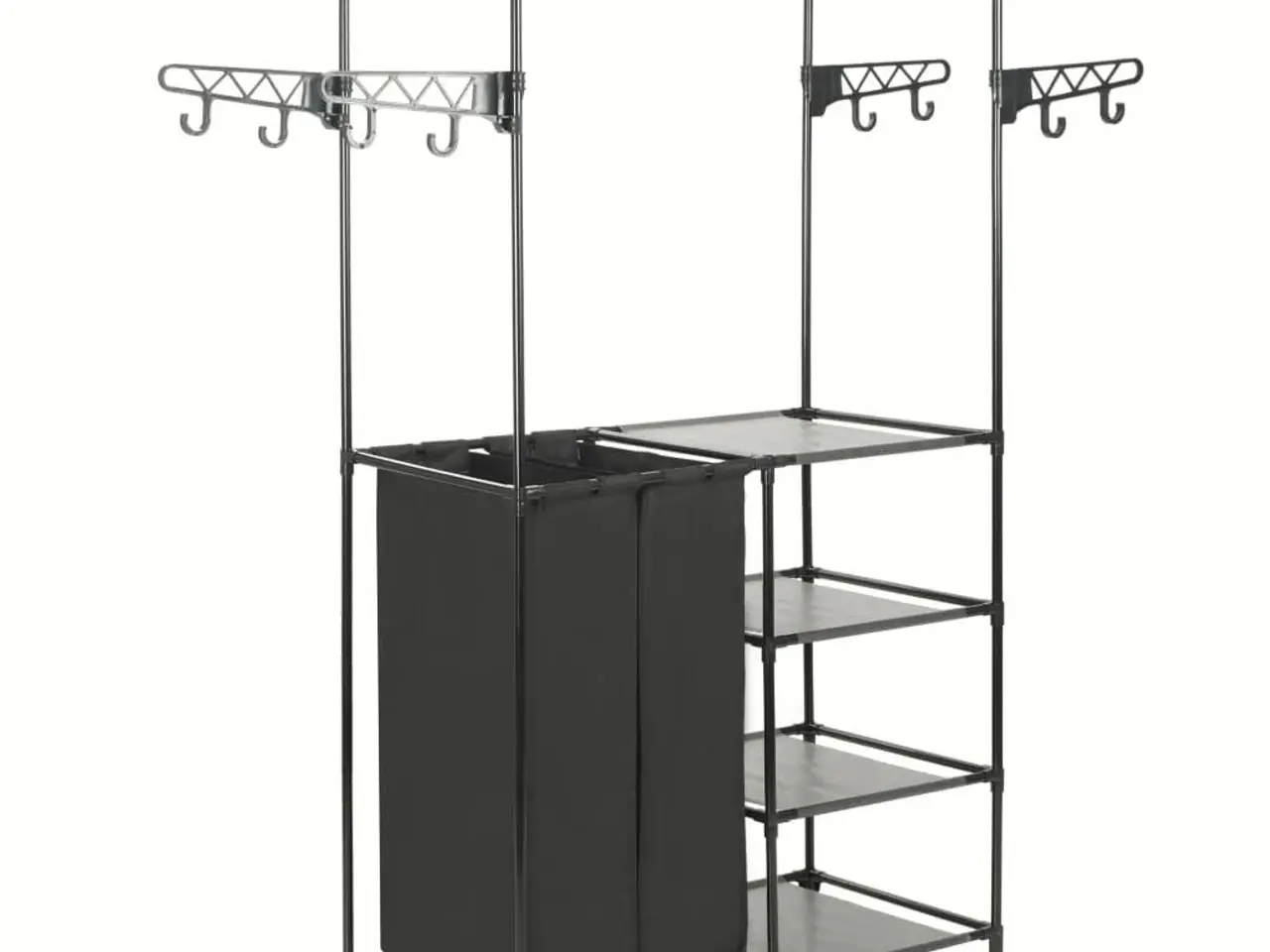 Billede 1 - Tøjstativ med hylder og poser 87 x 44 x 158 cm - sort