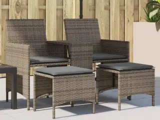 2-personers havesofa med bord og skamler polyrattan grå