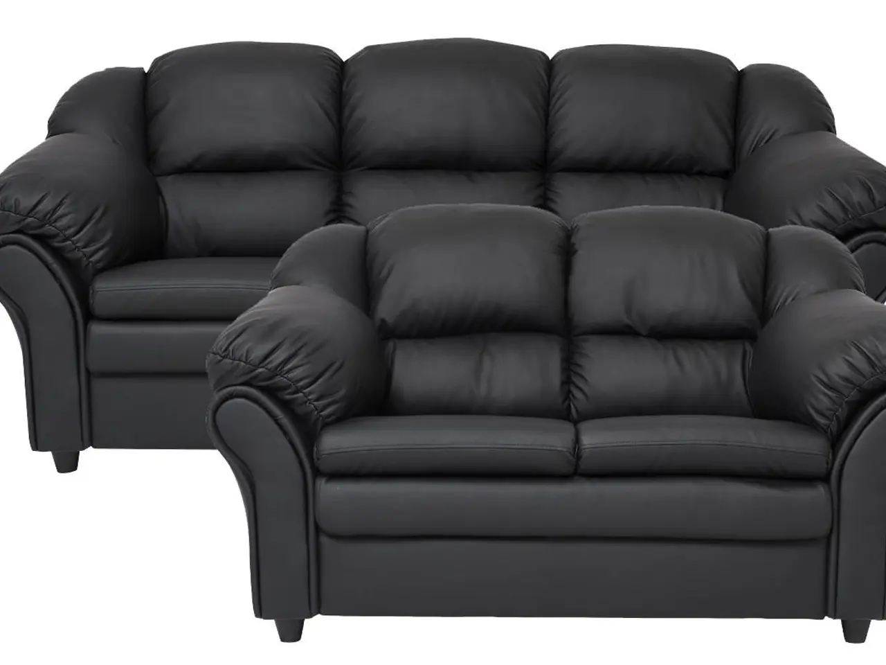 Billede 1 - Tønder 3+2 personers sofasæt i Soft PU - sort