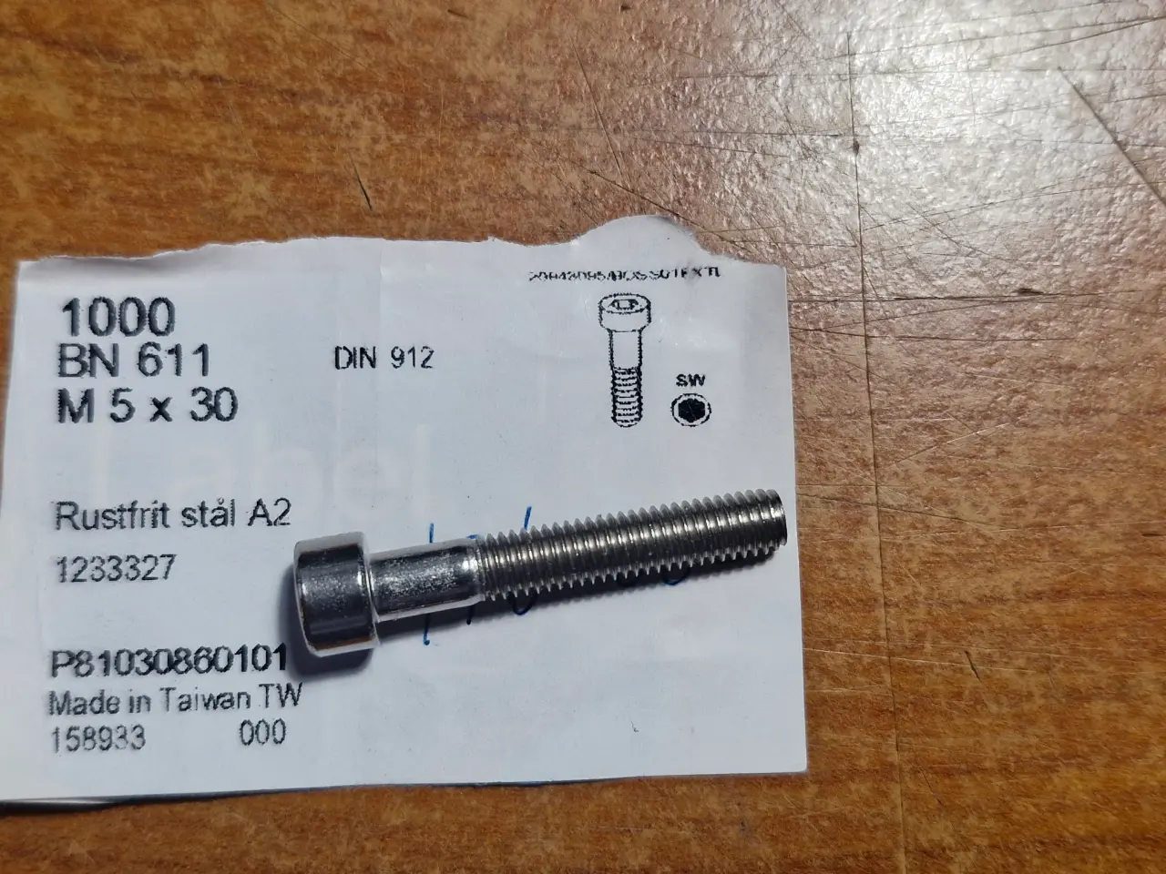 Billede 1 - Nye Bolte Rustfri stål A2, M 5 x 50 980 stk