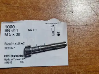 Nye Bolte Rustfri stål A2, M 5 x 50 980 stk