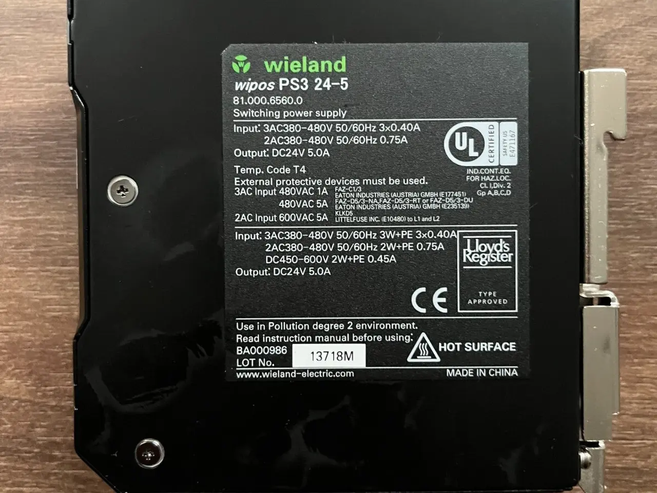 Billede 2 - Wieland Wipos PS3 24-5 strømforsyning 24V 5A 3PH