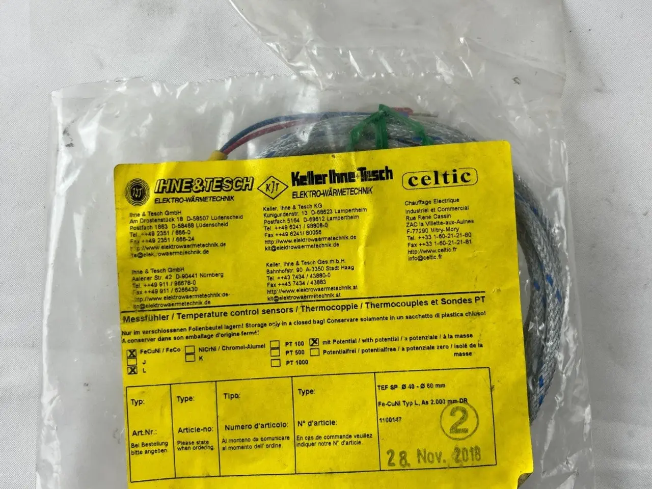 Billede 4 - Ihne & Tesch TEF SP Thermocouple Type L Ø40‑60 mm