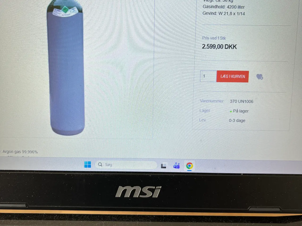 Billede 4 - Argon gasflaske 20 l