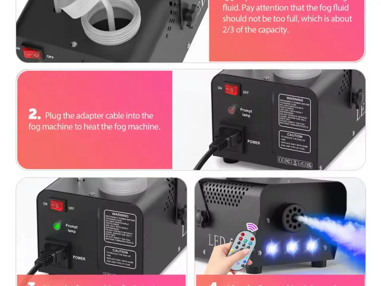 Billede 3 - Røgmaskine 500Watt LED inkl.5L væske