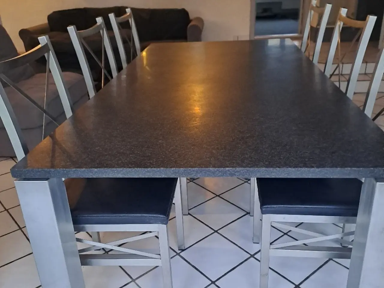 Billede 1 - Marmor bord og 6 stole