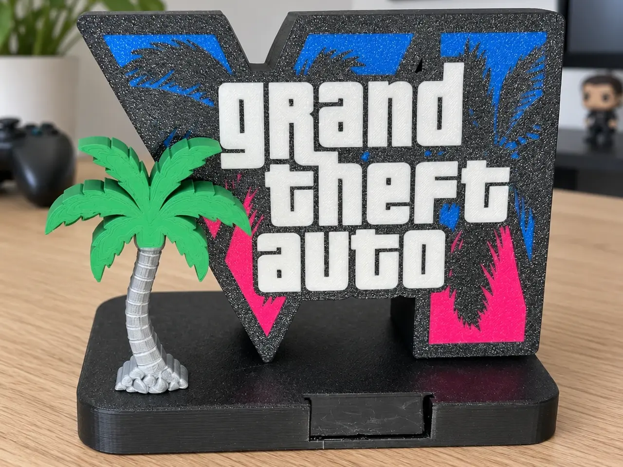 Billede 2 - Vice City – LED-lampe med palme til gamingværels