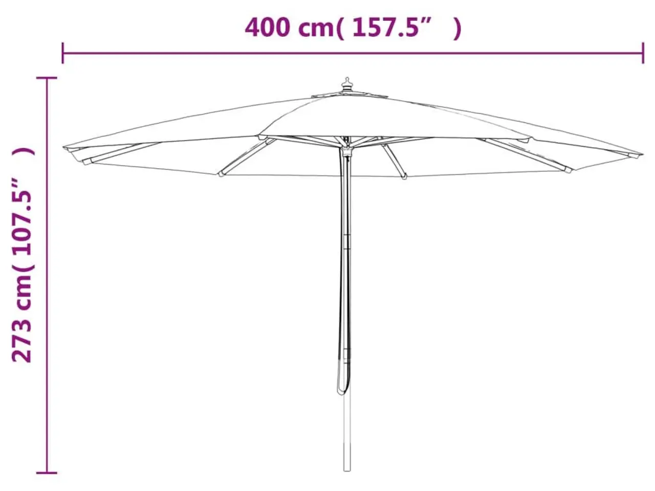 Billede 8 - Haveparasol med træstang 400 × 273 cm - terrakotta