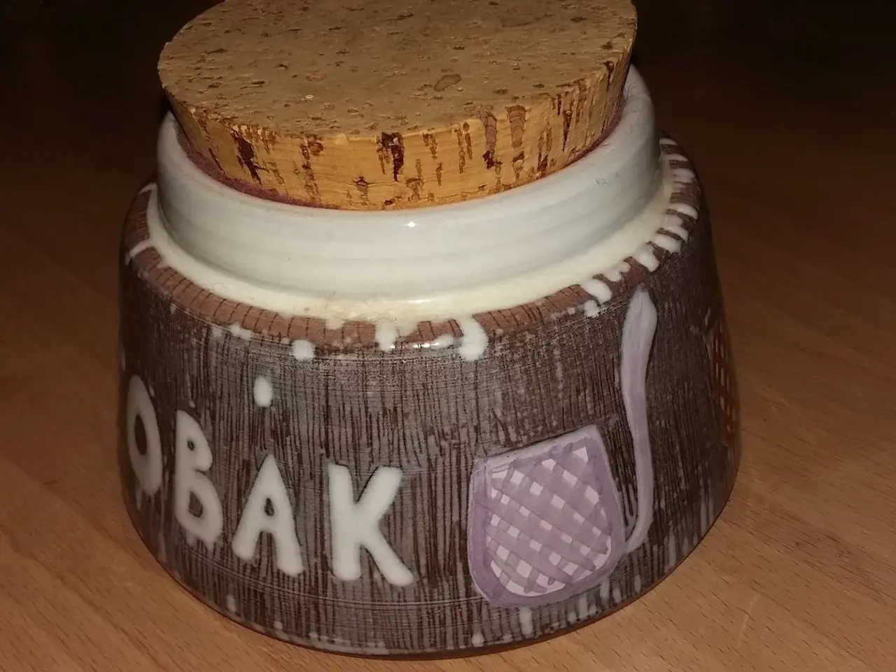 Billede 1 - Gammel Tobakskrukke i keramik