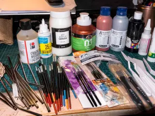 Kreativt LOT - Acrylmaling og pensler m.m. Uåbnet.