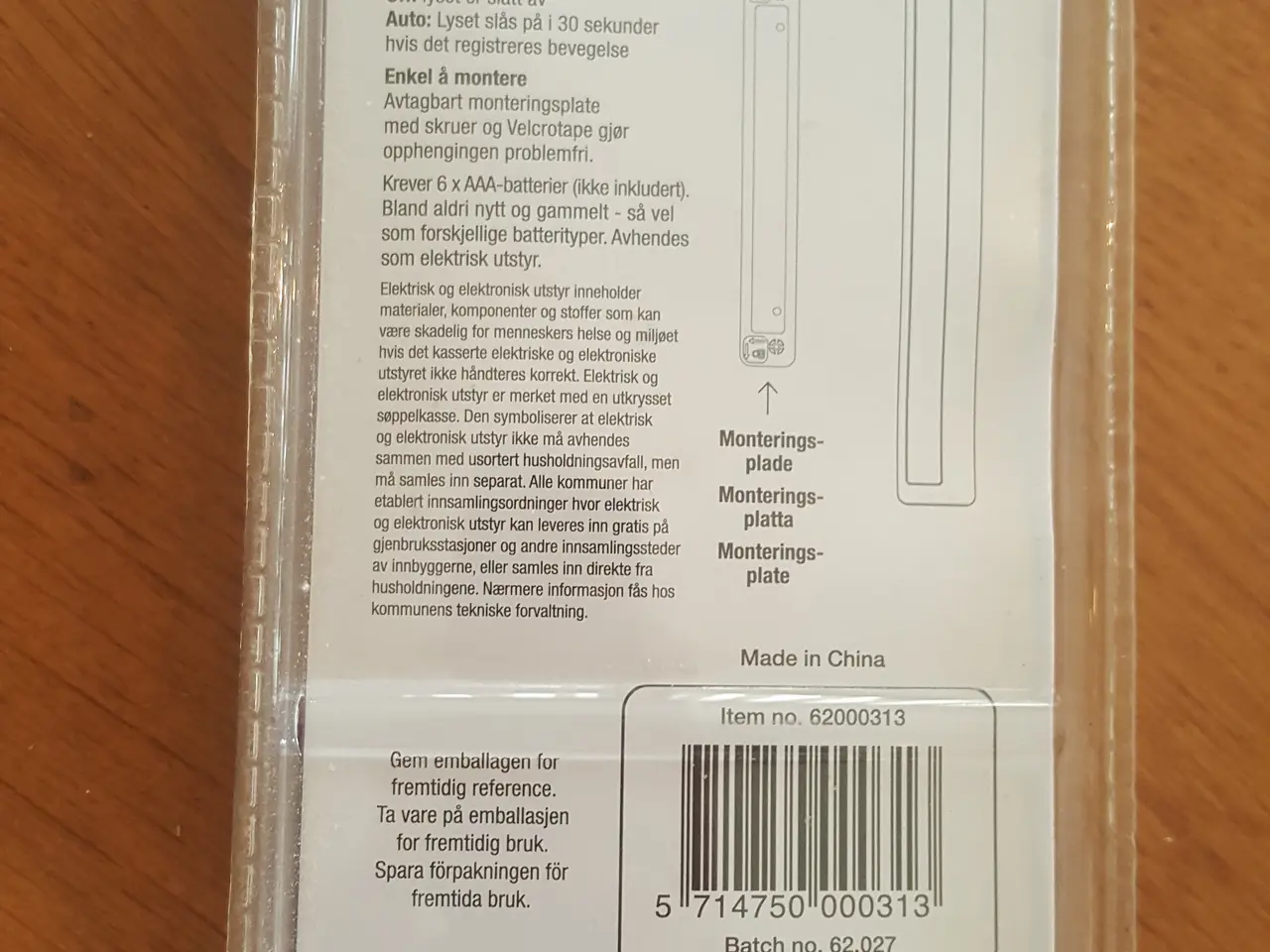 Billede 3 - 14 LED lysskinne med sensor