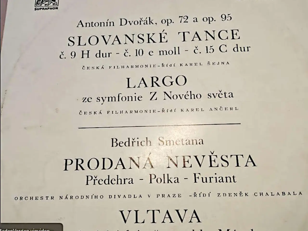 Billede 2 - Dvorak & Smetana: Danse, Moldau mv, 1.udgave
