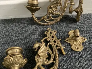 2 klaverstager messing (lysestager til ophæng)