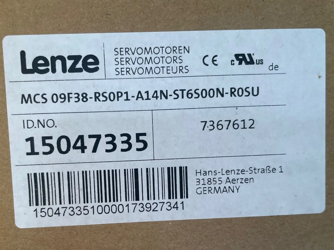 Billede 1 - Lenze MCS09F38-RS0P1-A14N-ST6S00N servomotor 1.2 –