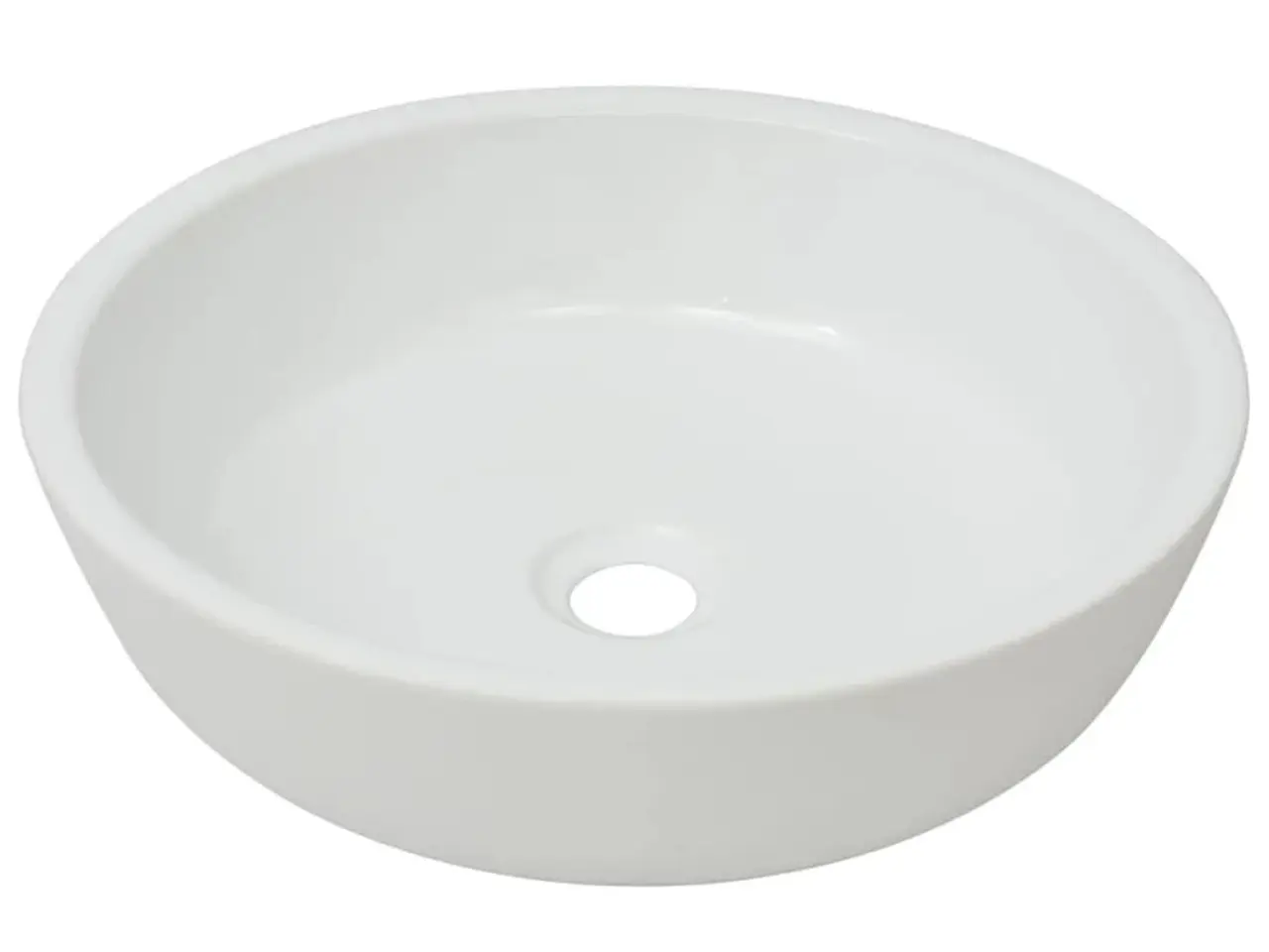 Billede 2 - Rund håndvask i keramik 42 × 12 cm - hvid bordplademodel