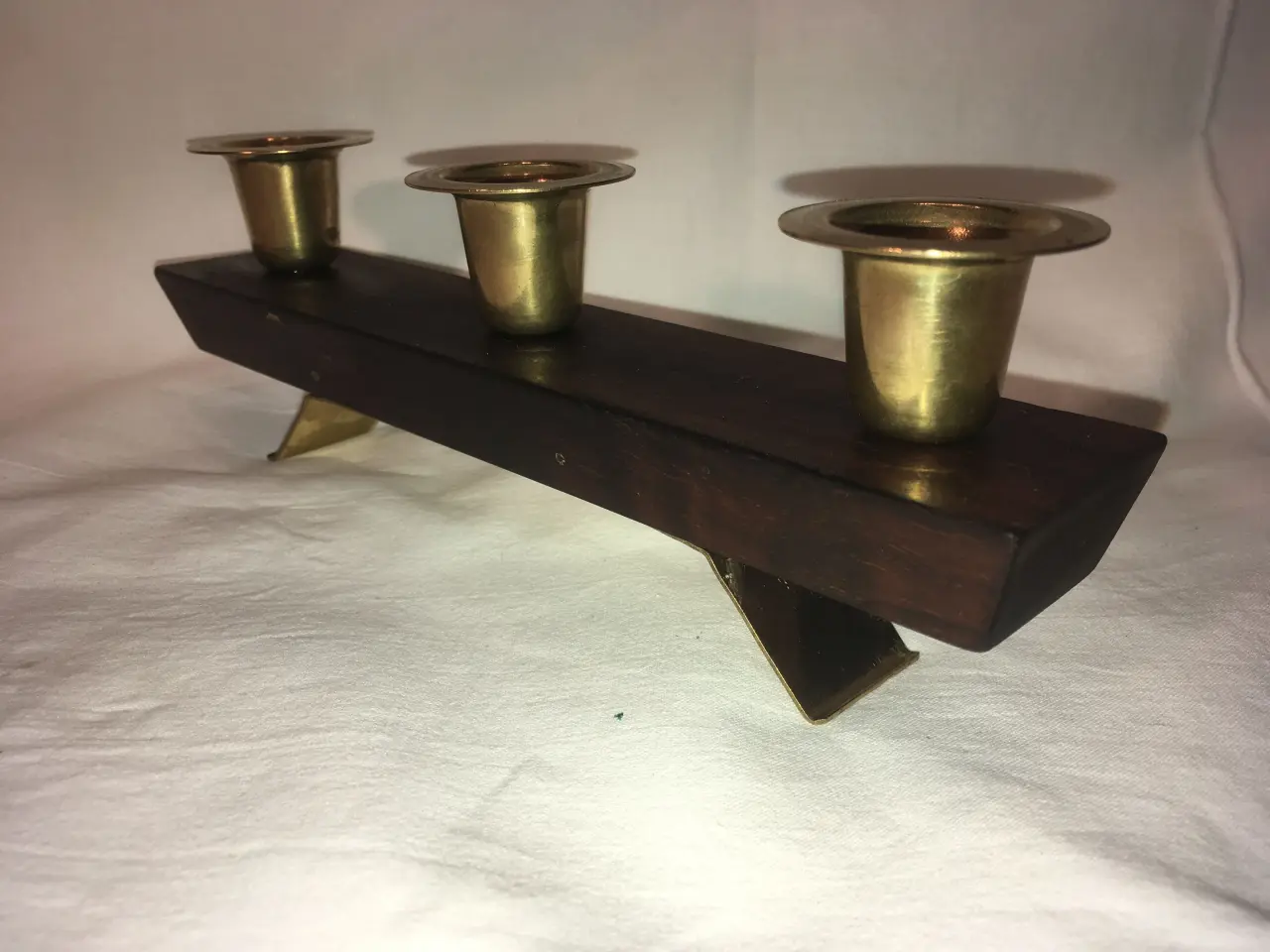 Billede 9 - Lysestage palisander messing 
