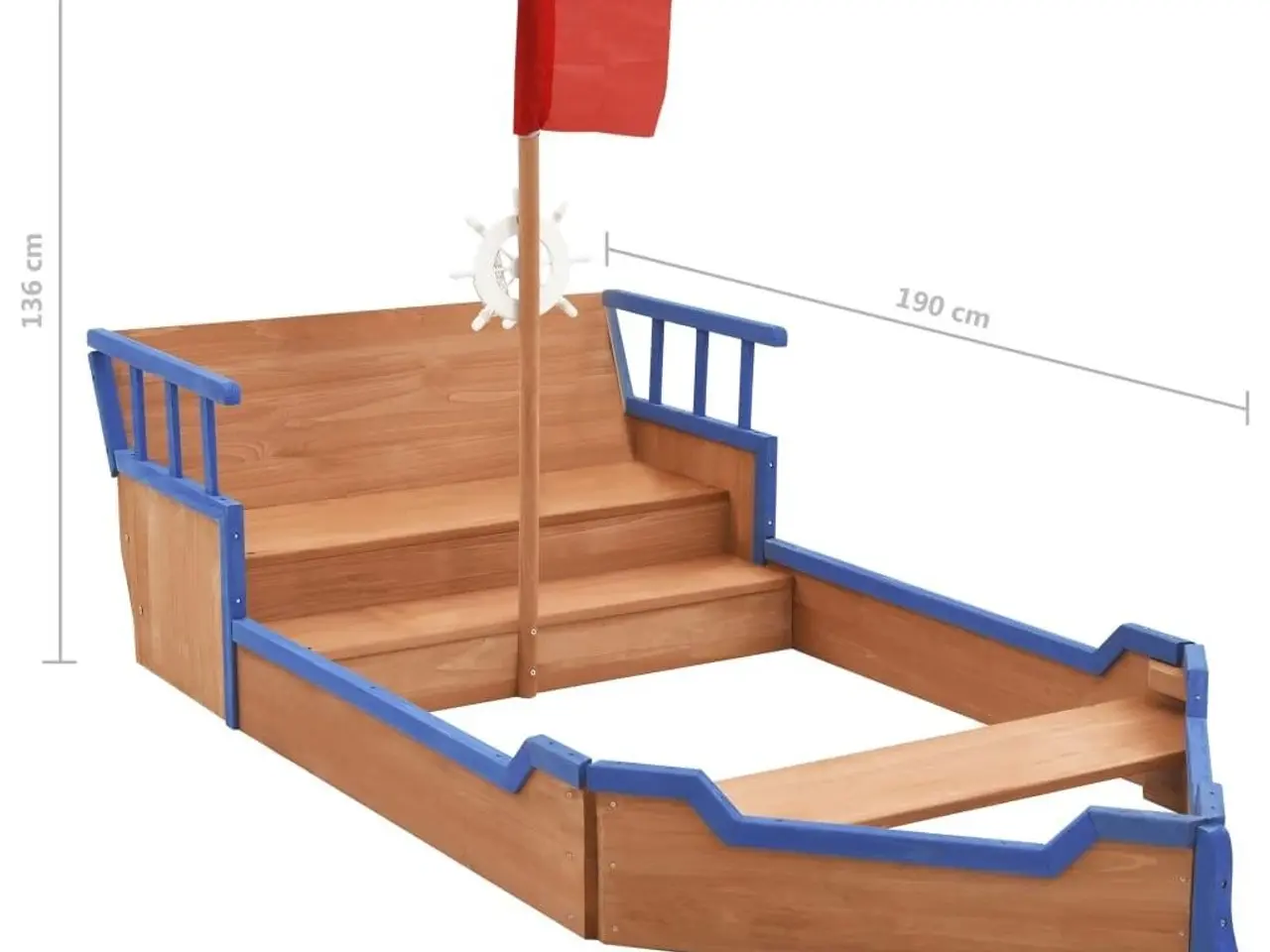 Billede 9 - Sandkasse piratskib 190x94,5x101 cm fyrretræ