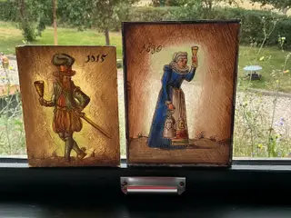 2 antikke hinterglasmalerier