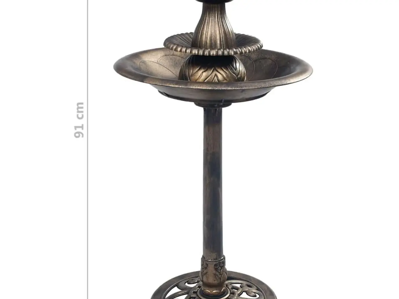 Billede 8 - Fuglebad med springvand 50 × 91 cm - plastik, bronzefarvet