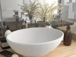 Luksuriøs håndvask 40x33 cm keramisk oval mat hvid