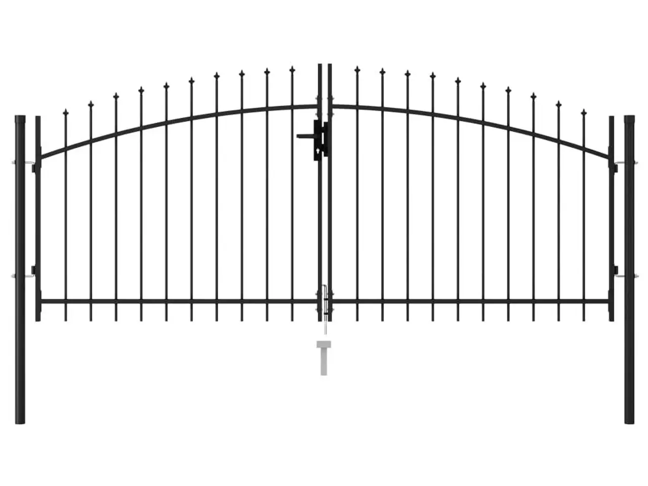 Billede 1 - Hegnslåge med dobbeltdør og spydtop - Woerden 299,5 × 174,5 cm, sort