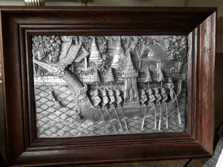 Vintage Thailand handlavet 3d billede ca. 27x37 cm