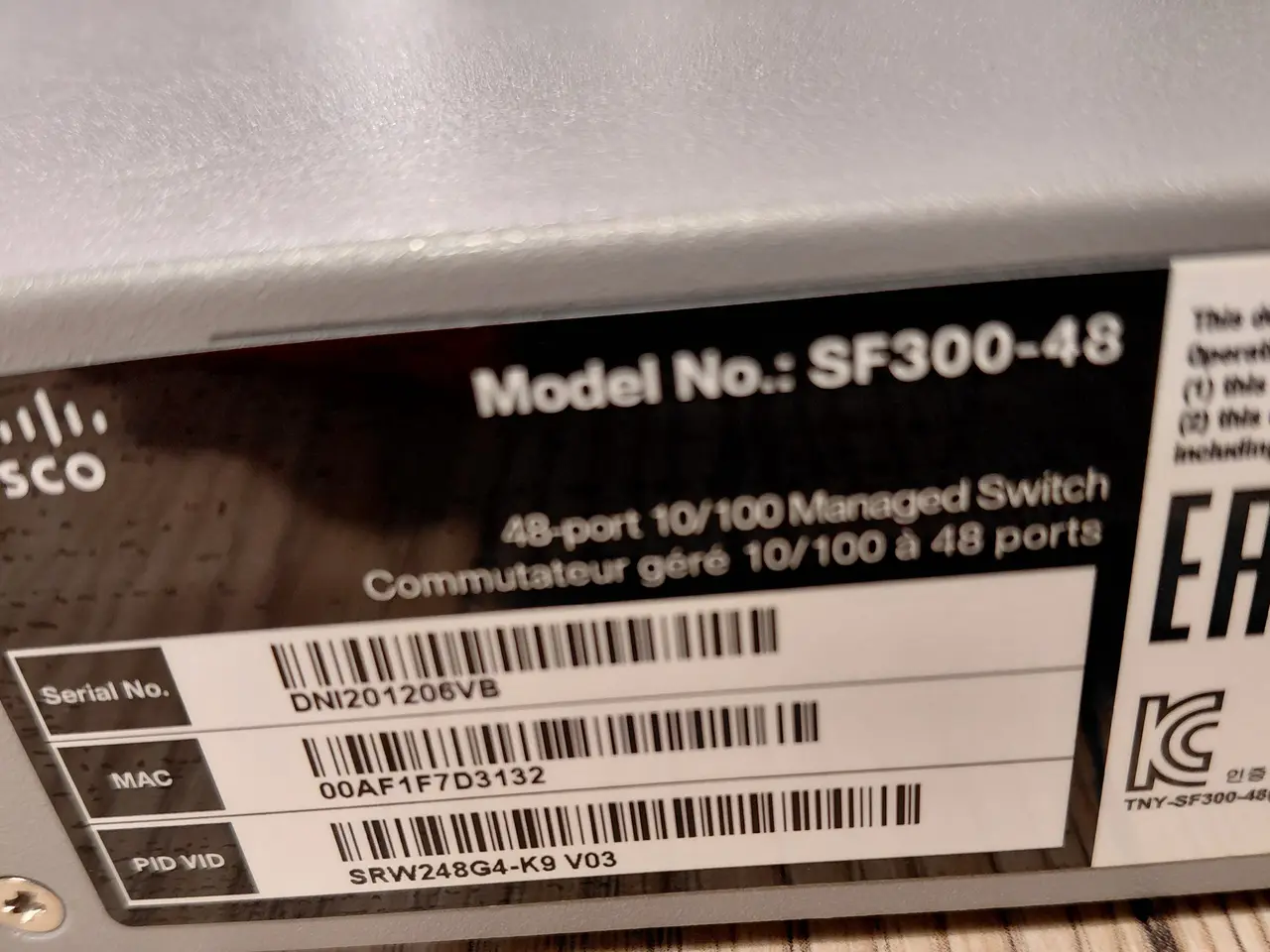 Billede 4 - Cisco SF300-48 48-port 10/100 managed switch.