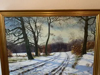 Vinterlandskab. Maleri af Dagfin Sidselrud