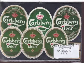 Øl og Sodavands Etiketter - Carlsberg - 6 Stk.