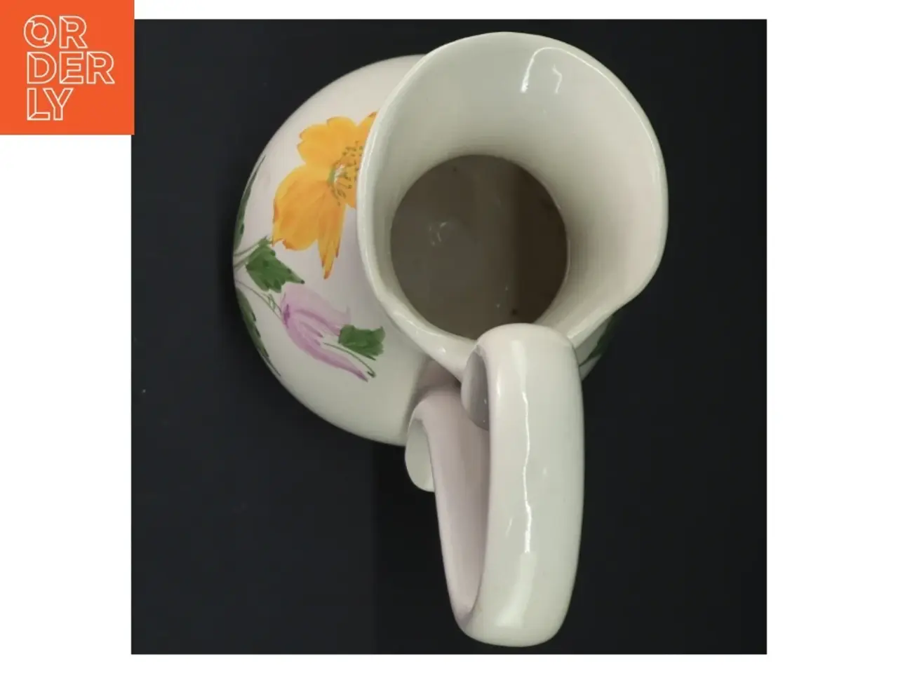 Billede 3 - Keramikkande med blomstermotiv (str. K. 23 cm. ø. 13 cm)