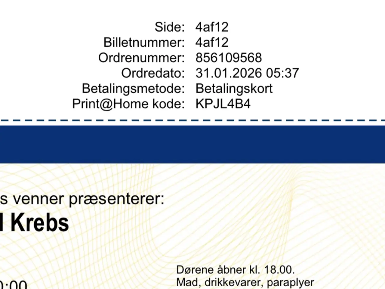 Billede 2 - Billet til Poul Krebs i skovdalen Aalborg 