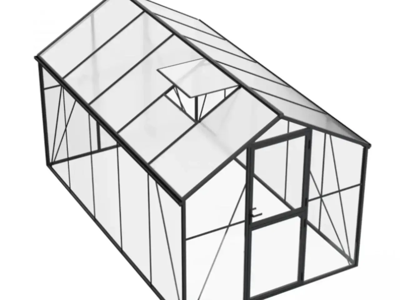 Billede 1 - Drivhus Premium Sort 382 cm - Glas/Polycarbonat 8,7m2