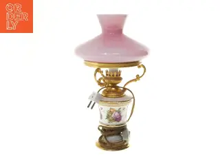 Dekorativ bordlampe med rosa skærm (str. 34 cm)