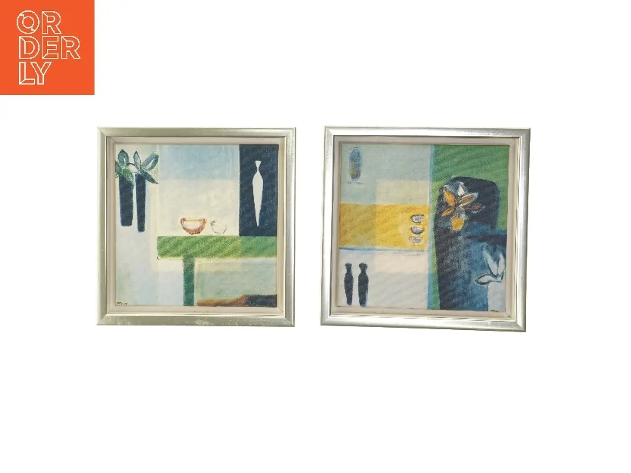 Billede 1 - Abstrakte billeder med rammer (str. 2 stk 24,5x24,5 cm)