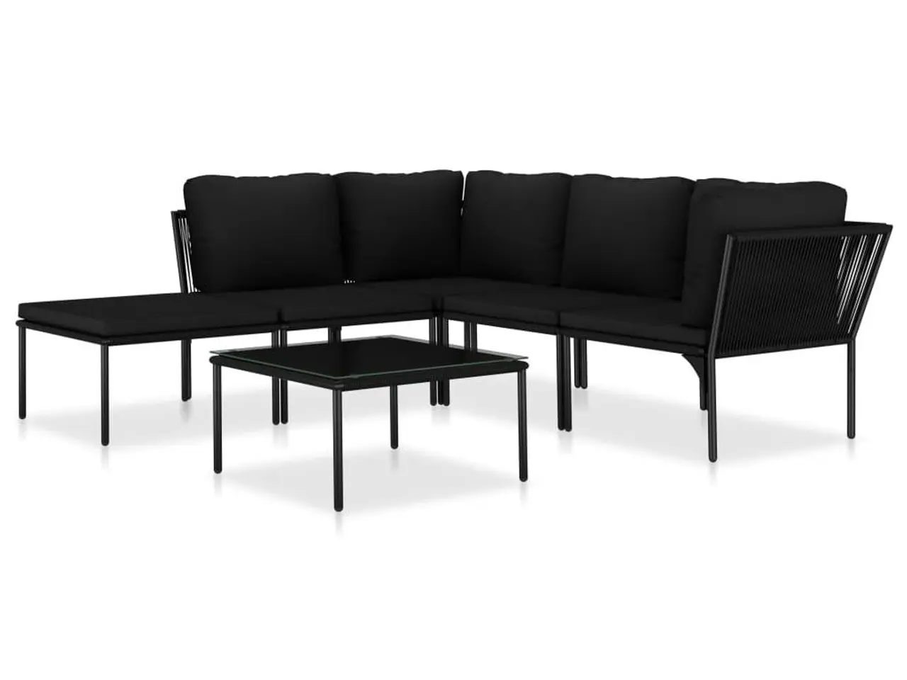 Billede 3 - Loungesæt 6 dele med hynder PVC sort