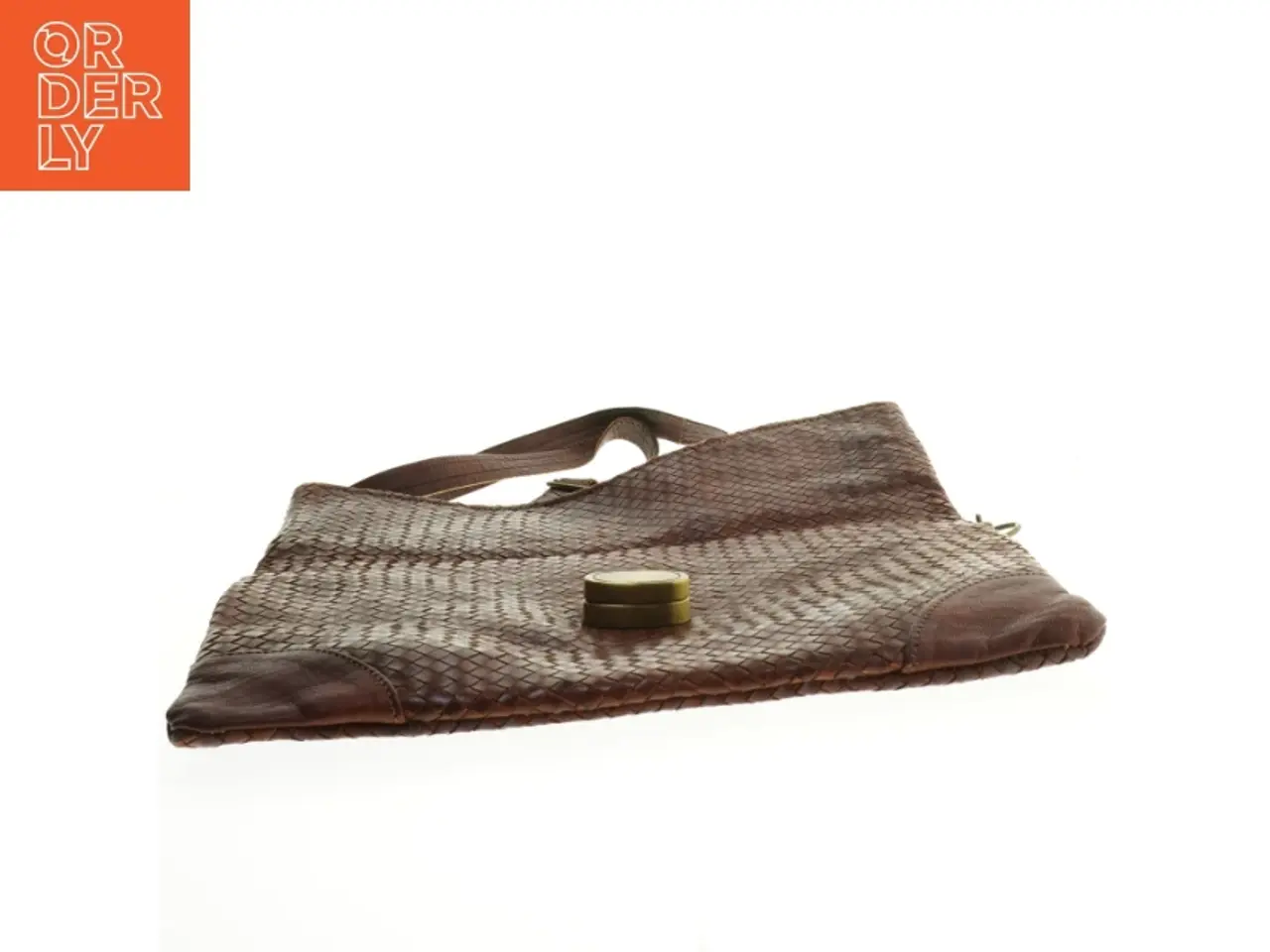 Billede 2 - Brun skind skuldertaske (str. 33 x 20 cm)