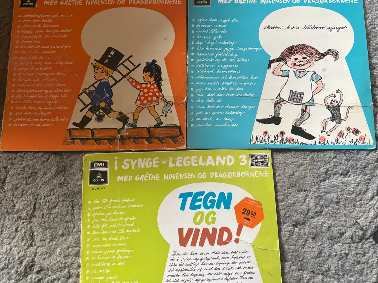 Billede 1 - 3 vintages vinyl plader synge i legeland