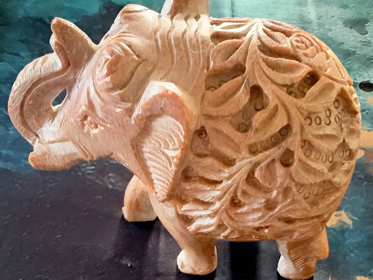 Billede 1 - Vintage håndskåret indisk Jali-elefant i sten