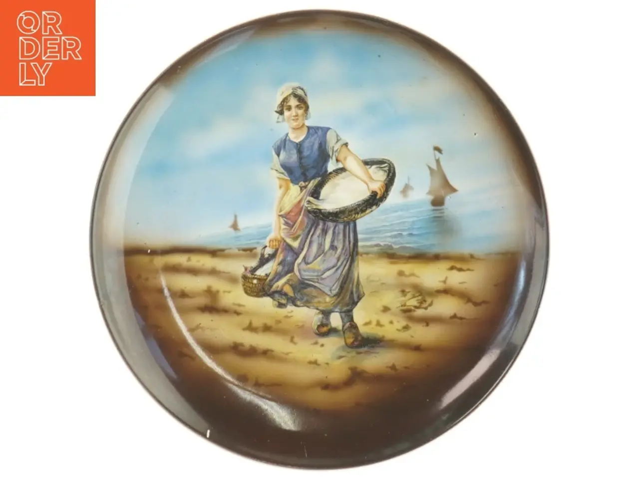 Billede 1 - Dekorativ samletallerken med strandmotiv (str. Ø. 22 cm)