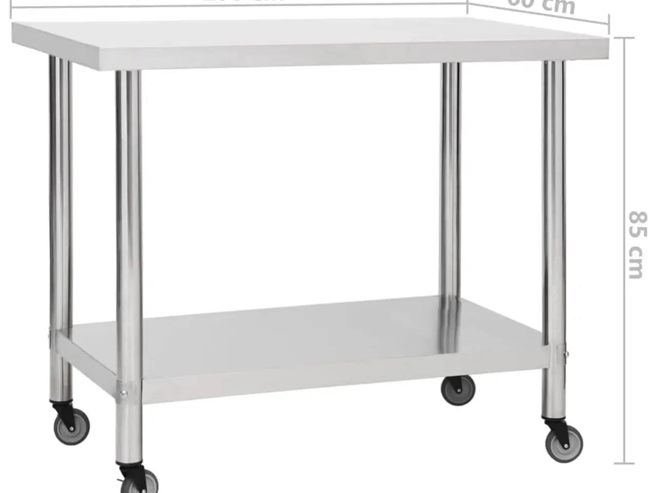 Billede 8 - Arbejdsbord til køkken med hjul 100×60×85 cm - rustfrit stål