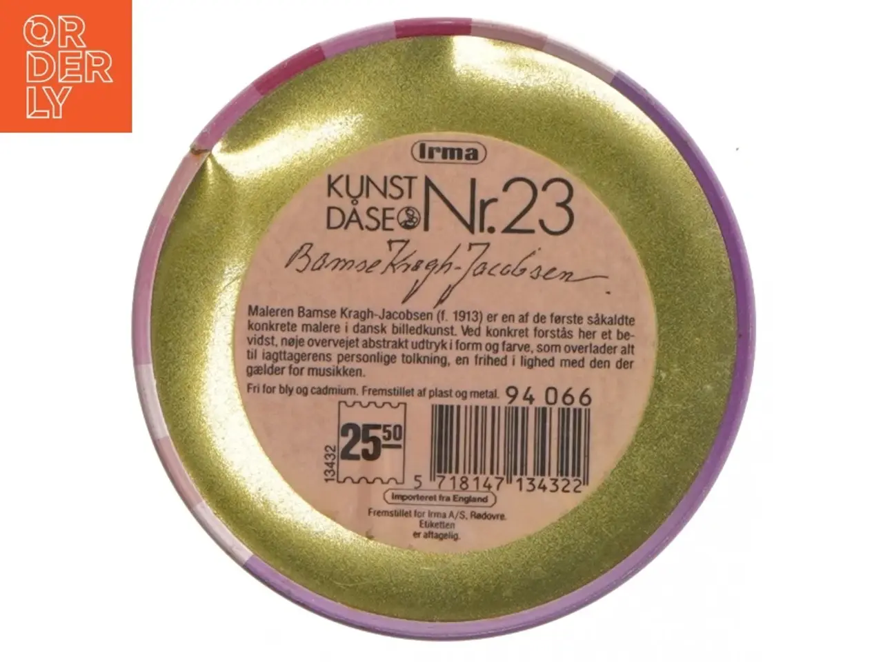 Billede 4 - Retro irma kunstdåse Opbevaringsdåse med farverigt design fra Irma (str. Ø 11,5 cm længde 15 cm)