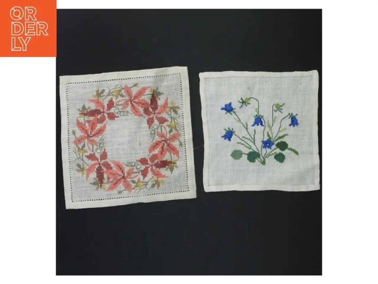 Billede 1 - Håndroderede bordservietter (str. 17x17&15x14,5 cm)