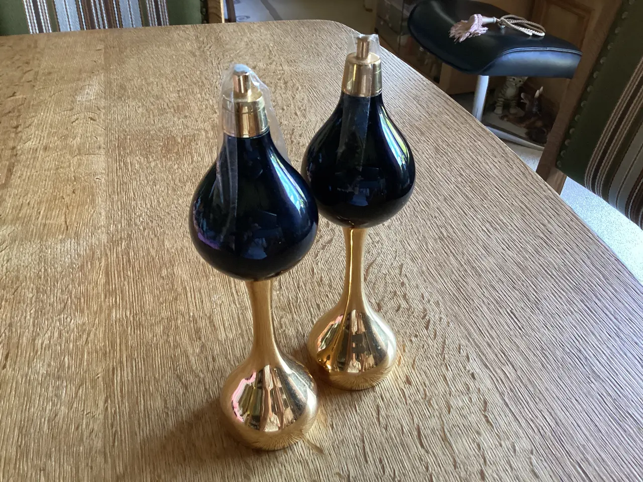 Billede 1 - Asmussen’s Olie stager m/ glas top 24 kt. Belagt