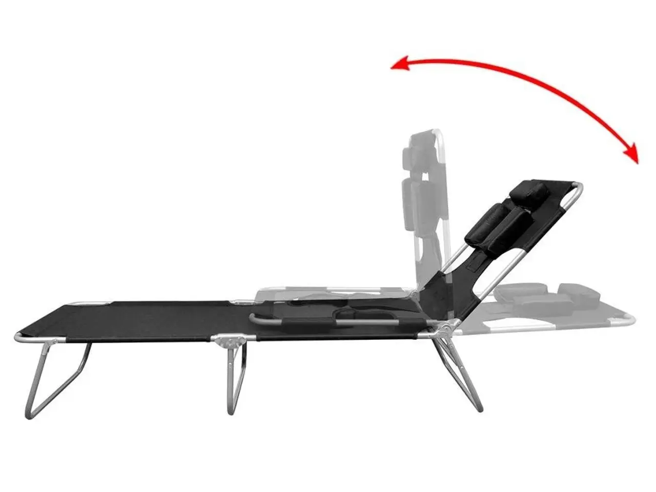 Billede 4 - Foldbar liggestol med hovedpude pulverlakeret stål sort