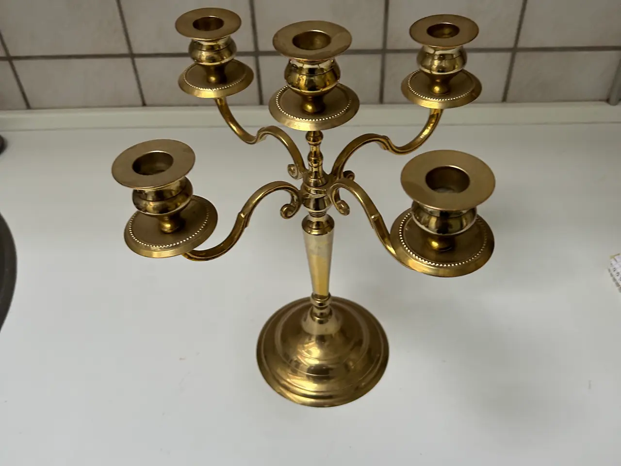 Billede 2 - 5 armet messing lysestage