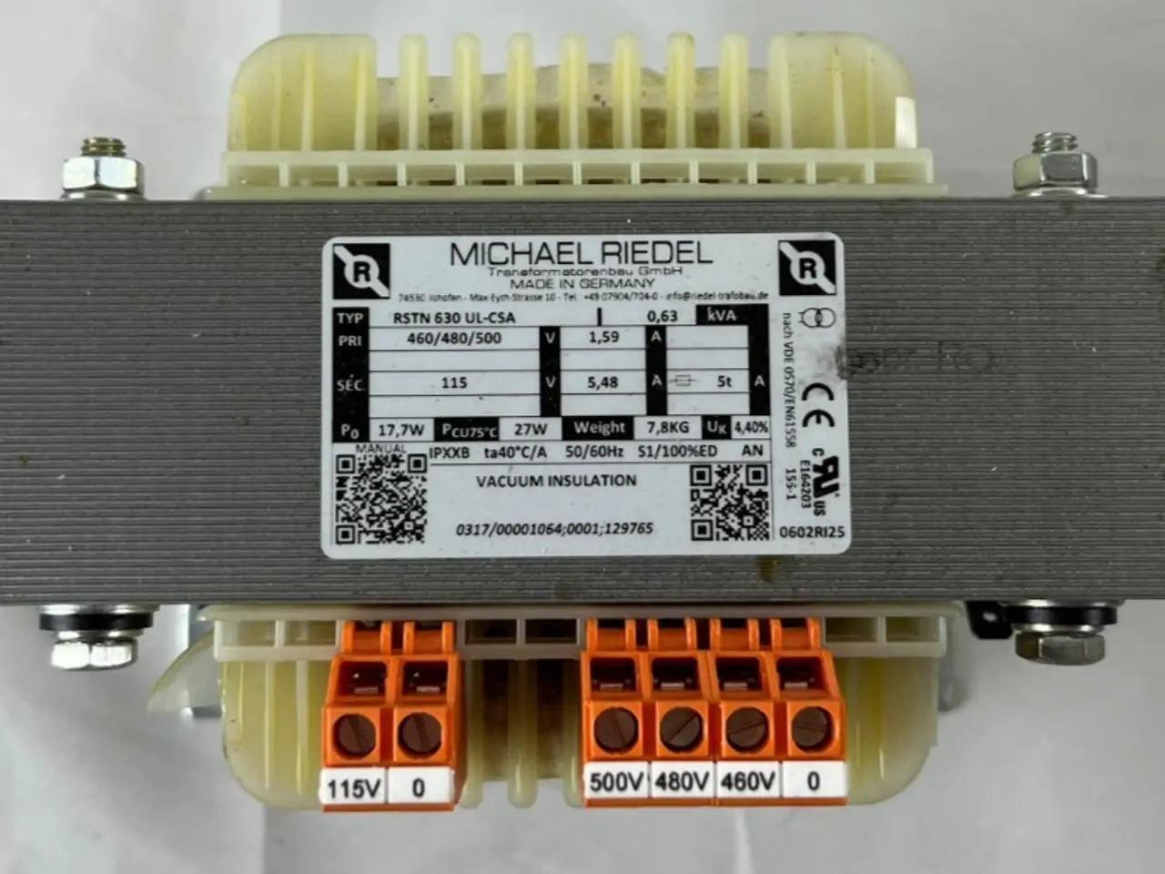Billede 1 - Michael Riedel RSTN 630 UL‑CSA Transformer To 115V