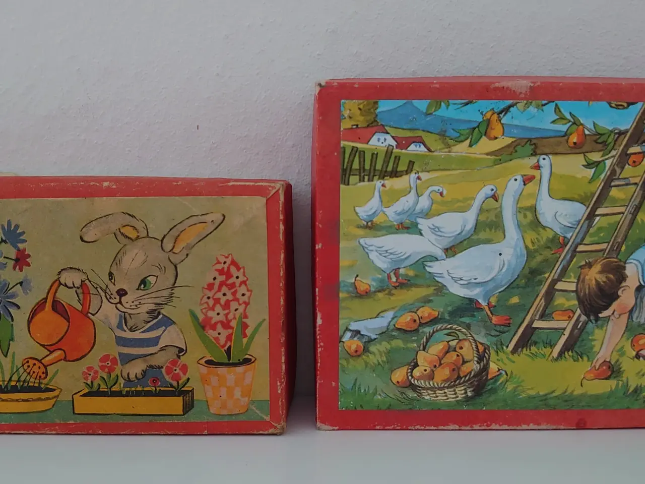 Billede 1 - 2 stk vintage klods-puslespil.